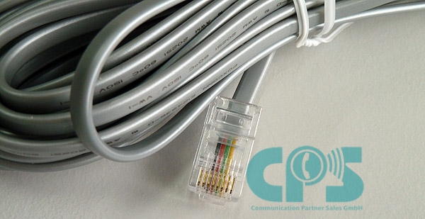 Telephone cable telephone line cord 6 m RJ11/RJ45 silver satin L30250-F600-A594 NEW