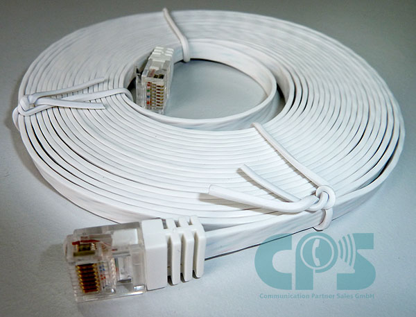 LAN-Kabel CAT6 UTP Slim 5m, Flat Slim-Line, Patchkabel, Flachkabel, für IP Telefone / Geräte, Weiss 75715-SLW