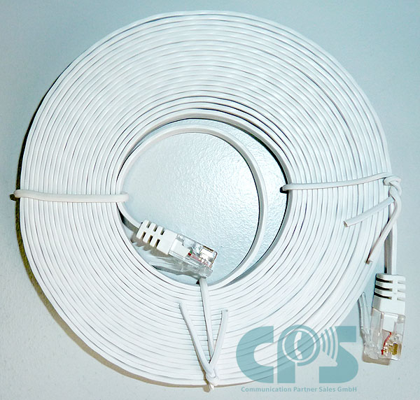 LAN-Kabel CAT6 UTP Slim 5m, Flat Slim-Line, Patchkabel, Flachkabel, für IP Telefone / Geräte, Weiss 75715-SLW