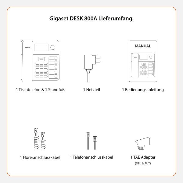 Gigaset DESK 800A schwarz, LC-Display, Anrufbeantworter, Freisprechen, RJ-9 Headsetport S30350-H225-B101
