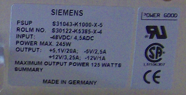 PSUP PSU Power Supply S30122-K5385-X-5 Refurbished