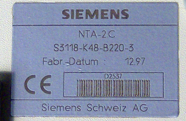 Siemens NTA-2.C S3118-K48-B220 Refurbished